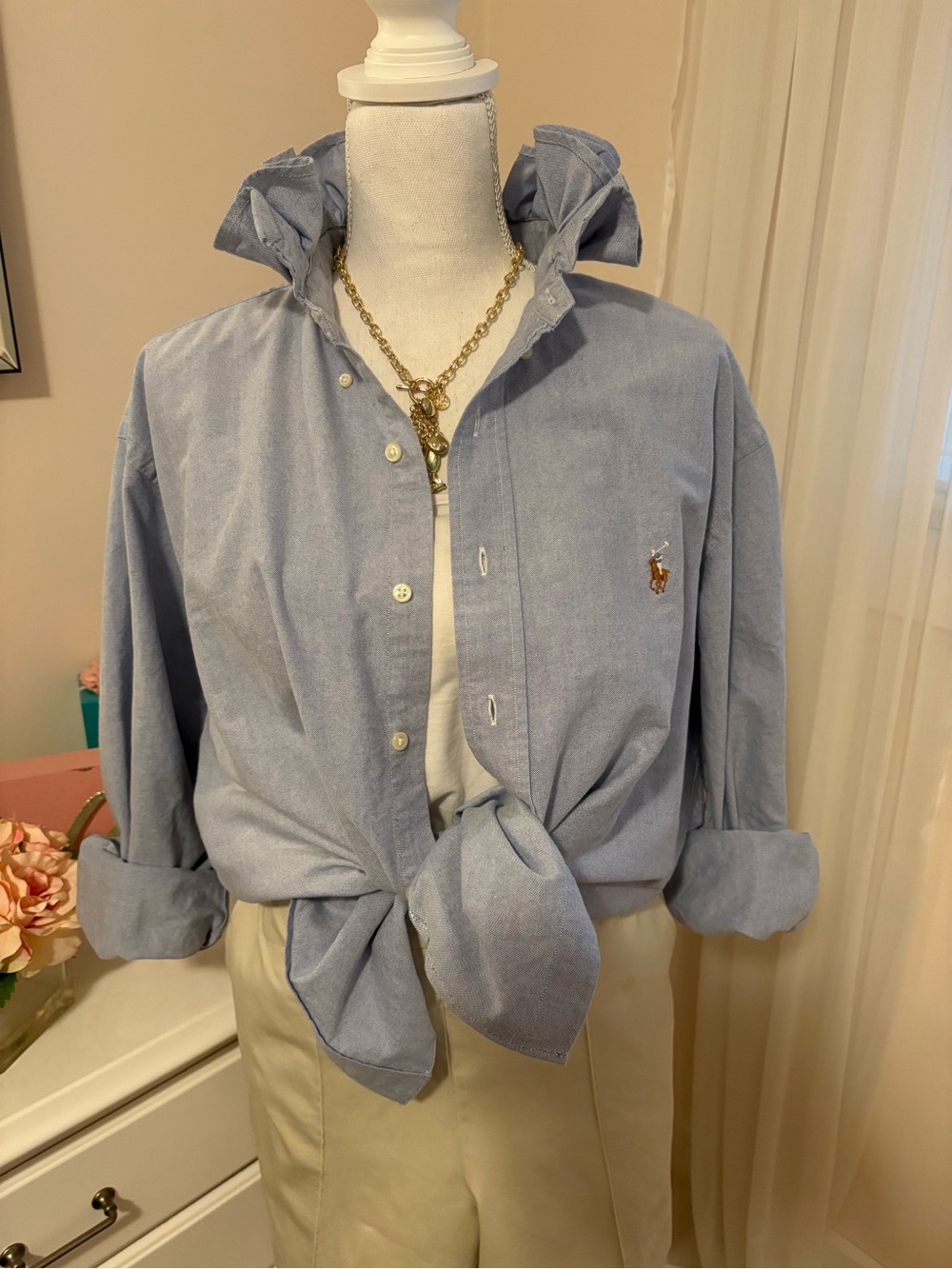 Ralph Lauren Ruffle Neck Up-cycled Shirt